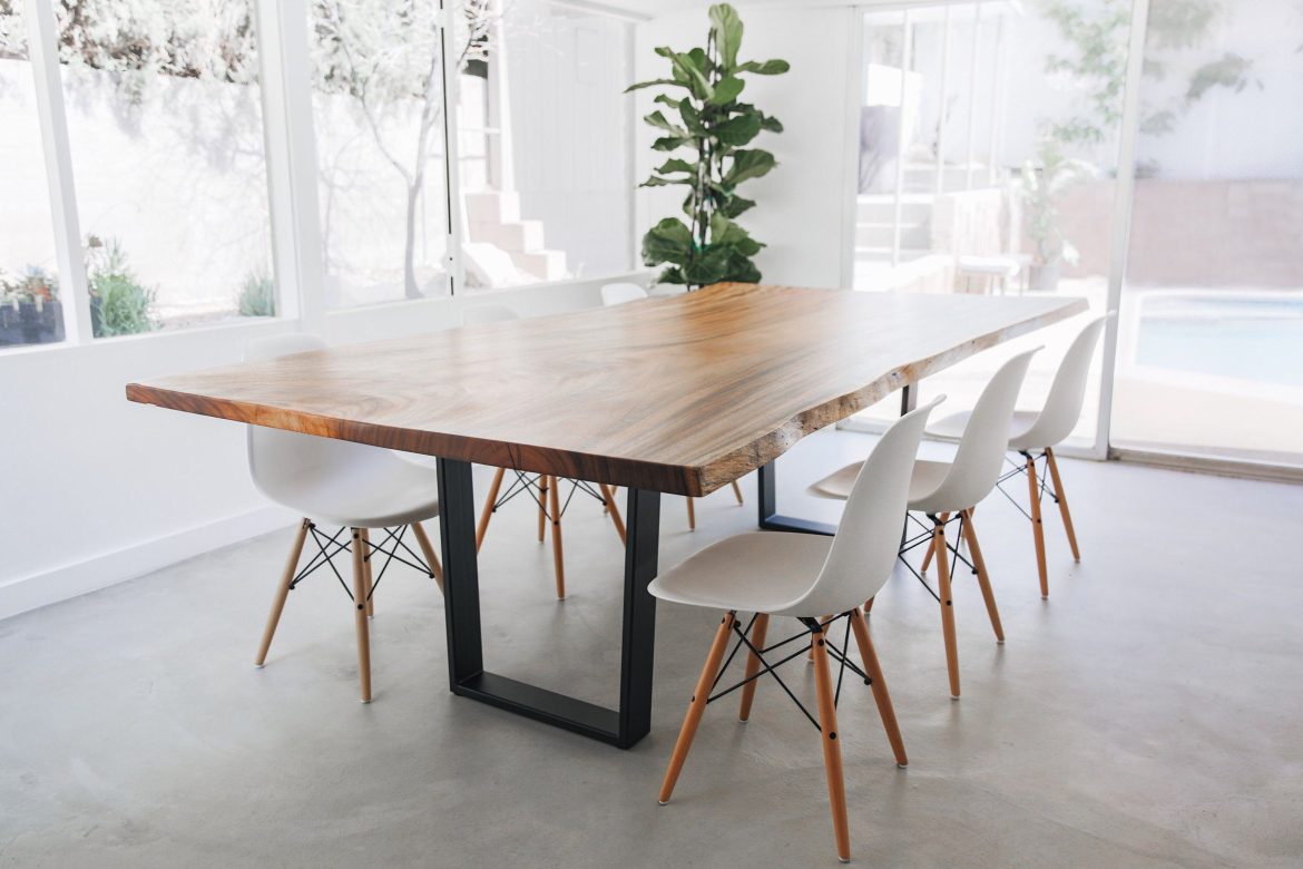 Foldable dining table live edge square industrial