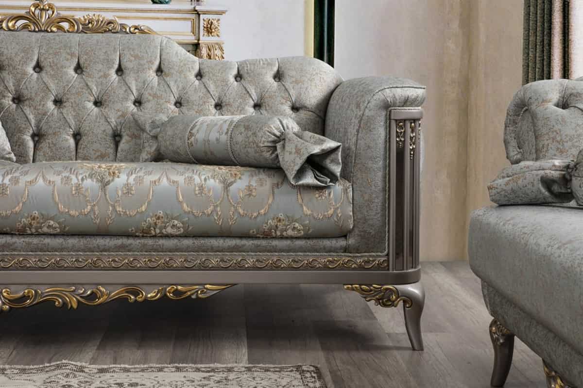  Diwan Sofa in Pakistan; Metal Wooden Frame Cotton Fabric Black White Gray Blue 