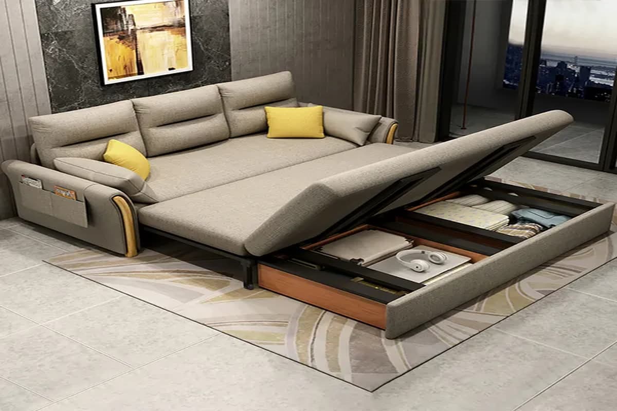  Bed Sofa in Chennai; Convertible Rectangular 3 Material Linen Leather Polyester 